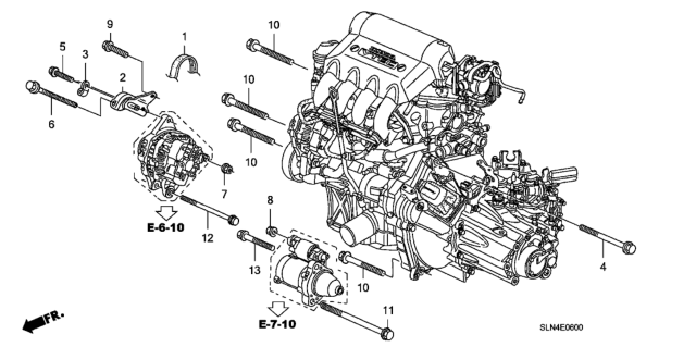 2007 Honda Fit Bolt, Alternator Adjusting Diagram for 90311-PWA-000