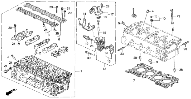 1994 Honda Prelude Gasket, Cylinder Head Diagram for 12251-P13-004