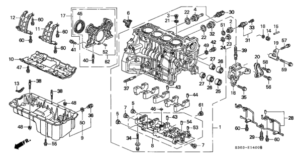 1998 Honda Prelude Cylinder Block - Oil Pan Diagram