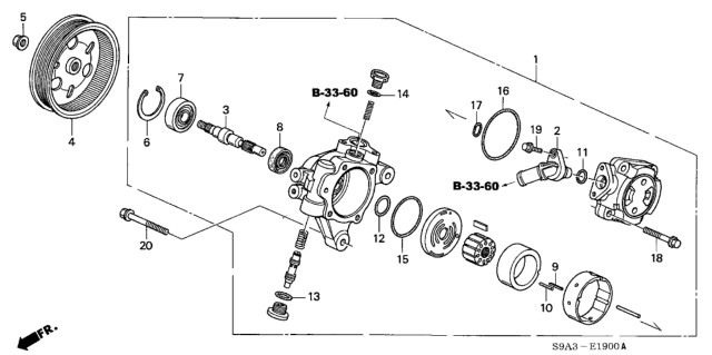 2002 Honda CR-V Pulley, Power Steering Pump Diagram for 56483-PND-003