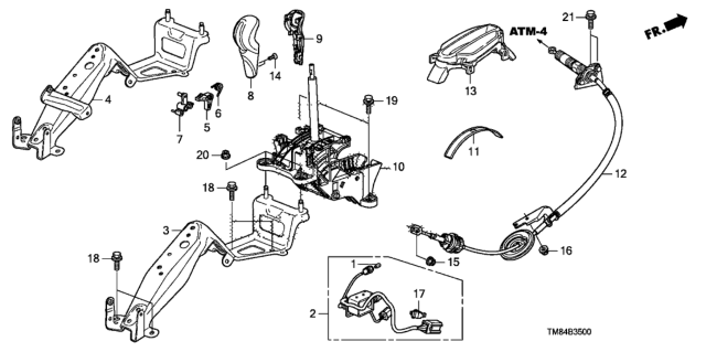 2013 Honda Insight Escutcheon Set, Console (Straight Metaric) Diagram for 54715-TM8-A51ZB