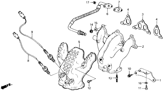 1989 Honda Accord Exhaust Manifold (PGM-FI) Diagram