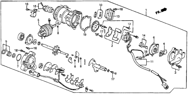 1987 Honda Prelude Cap Assembly, Distributor (Tec) Diagram for 30102-PJ0-662