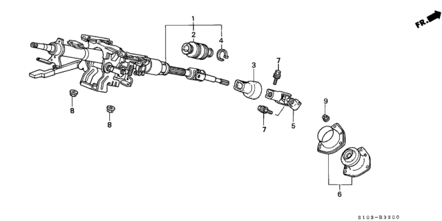 2000 Honda CR-V Column Assembly, Steering Diagram for 53200-S10-A05