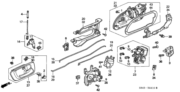 2000 Honda Accord Lock Assembly, Left Rear Door (Manual) Diagram for 72650-S84-A11