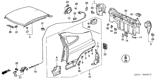 2000 Honda Insight Outer Panel Diagram