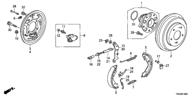 2012 Honda Civic Drum, Rear Brake Diagram for 42610-TR3-A50