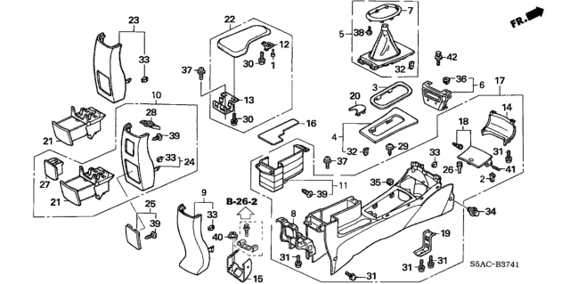 2005 Honda Civic Armrest Assembly, Console (Ivory) Diagram for 83450-S5A-L02ZD