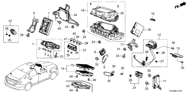2020 Honda Accord Box Assembly, Fuse Diagram for 38200-TVA-A02
