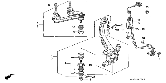1993 Honda Accord Knuckle, Left Front Diagram for 51215-SM5-950