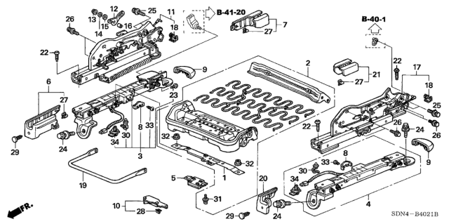2004 Honda Accord Front Seat Components (Passenger Side) Diagram