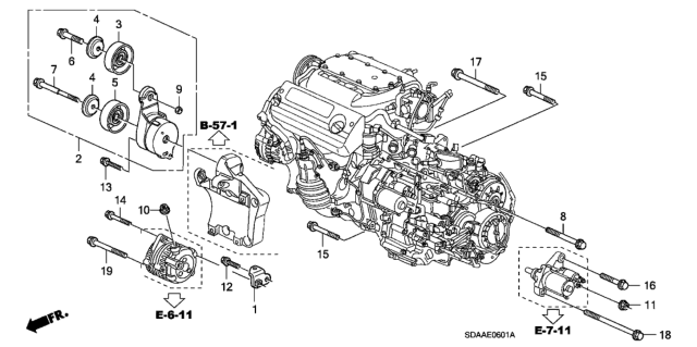 2007 Honda Accord Alternator Bracket (V6) Diagram