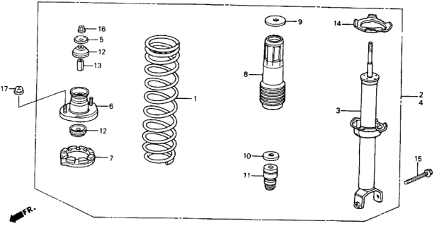 1990 Honda Accord Shock Absorber Assembly, Right Rear Diagram for 52610-SM1-A32