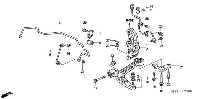 2002 Honda Insight Bracket, Right Front Compliance Bush Diagram for 51393-S3Y-000