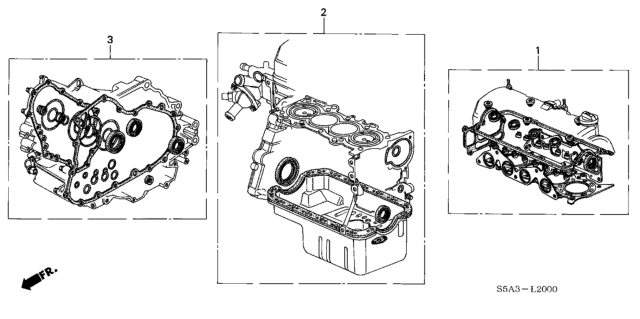 2001 Honda Civic Gasket Kit, Cylinder Block Diagram for 06111-PLA-E01