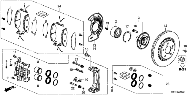2020 Honda Odyssey Hub Assembly, Front Diagram for 44600-THR-A00