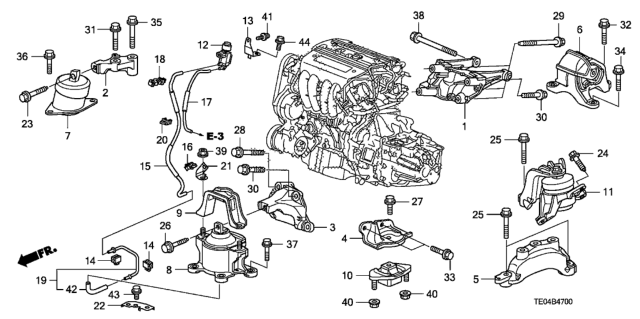 2009 Honda Accord Engine Mounts (L4) Diagram