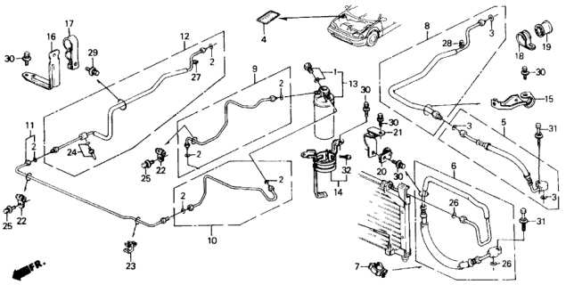 1990 Honda Civic Clamp, Discharge Hose (Sanden) Diagram for 80371-SH3-020