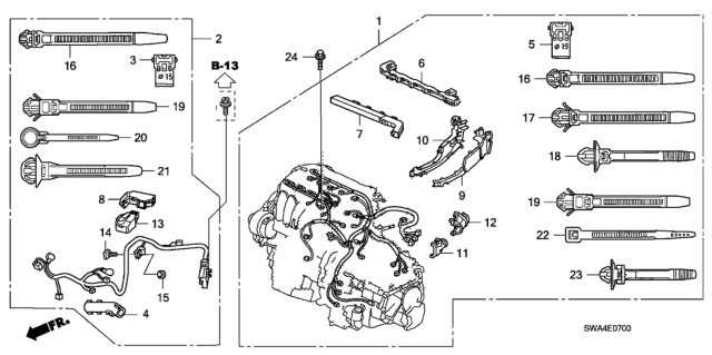 2007 Honda CR-V Holder, Engine Harness Main Diagram for 32127-RTA-300