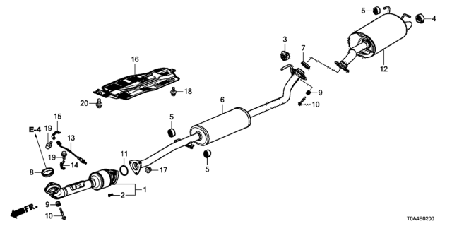 2012 Honda CR-V Pipe B, Exhuast Diagram for 18220-T0A-A01
