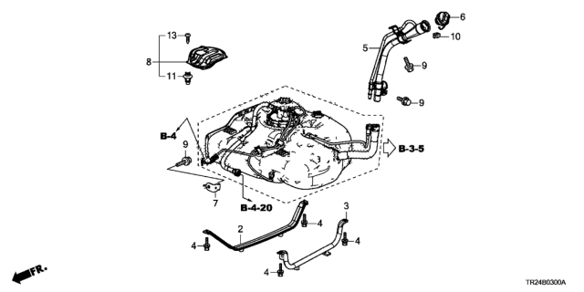 2013 Honda Civic Pipe, Fuel Tank Mounting Diagram for 17522-TR0-A70
