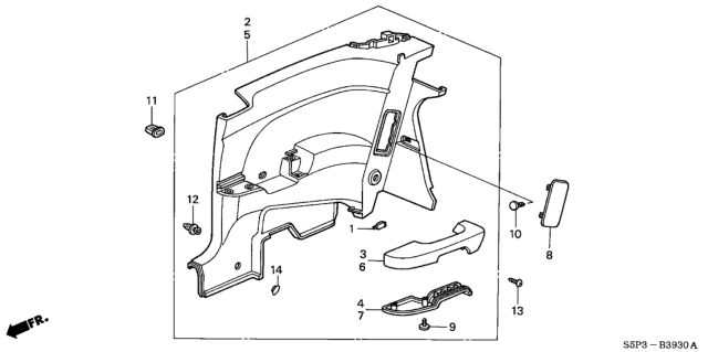2001 Honda Civic Lining Assy., R. RR. Side *YR169L* (MILD BEIGE) Diagram for 83730-S5P-A01ZB