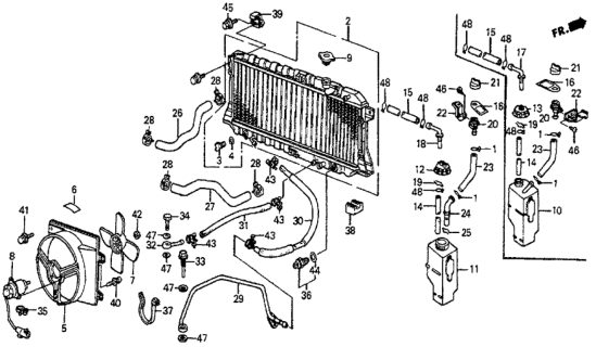 1986 Honda Prelude Radiator (Denso) Diagram for 19010-PJ6-661