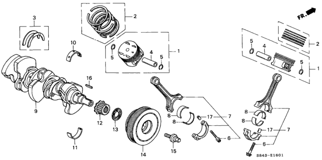 1999 Honda Accord Ring Set, Piston (Over Size) (0.50) (Allied Ring) Diagram for 13031-P8A-A01