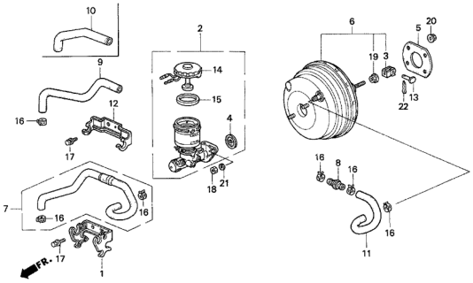 1997 Honda Del Sol Master Cylinder Assembly Diagram for 46100-SR3-033