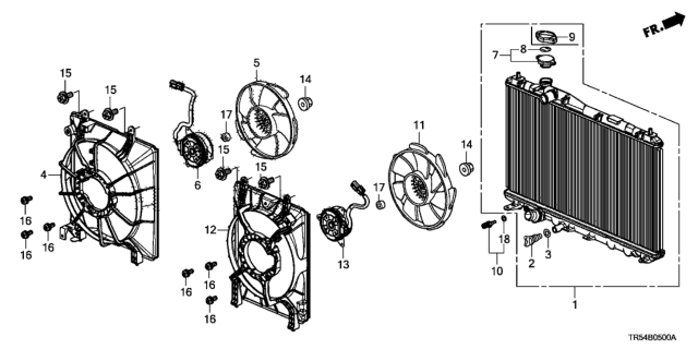 2012 Honda Civic Motor, Cooling Fan Diagram for 19030-R1A-A02