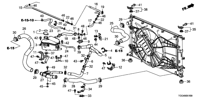 2018 Honda Civic Clamp,Water Hose Diagram for 19106-5AA-A11