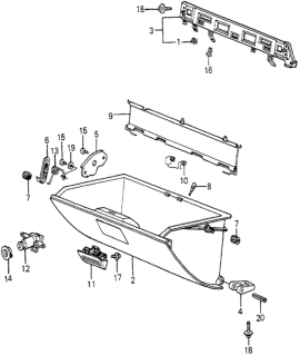 1982 Honda Accord Lock Assy., Glove Box *YR62L* (PROPER BROWN) Diagram for 66450-SA5-013ZF