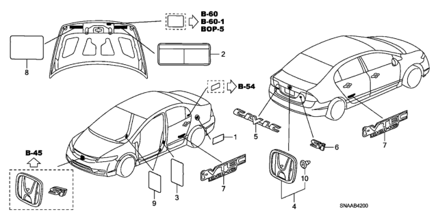 2009 Honda Civic Placard, Specification (Usa) Diagram for 42762-SNE-A43