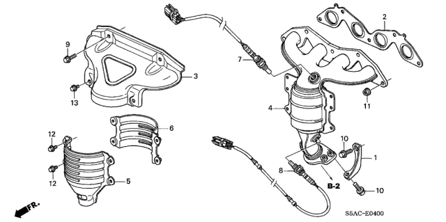 2005 Honda Civic Exhaust Manifold (SOHC) Diagram
