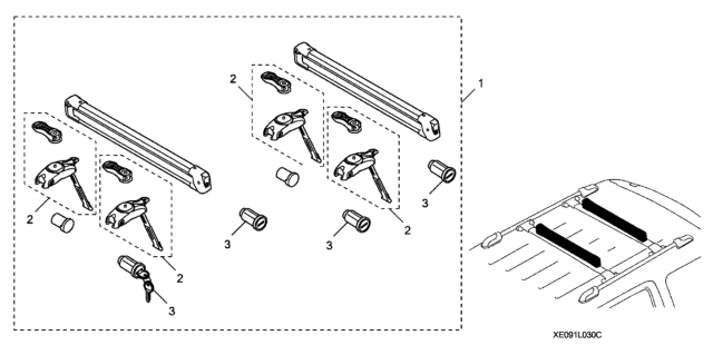 2016 Honda HR-V Ski And Snowboard Attachment - Roof Rack Diagram