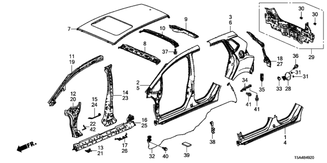 2015 Honda Fit Gutter, R. RR. Pillar Diagram for 63320-T5R-A00ZZ
