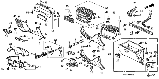 1996 Honda Civic Instrument Garnish Diagram