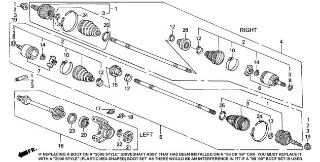 2001 Honda Accord Shaft Assembly, Half Diagram for 44500-S84-A00