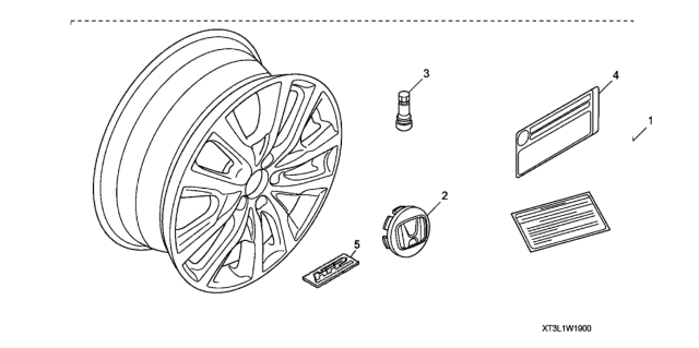 2013 Honda Accord Wheel, Alloy (19") Diagram for 08W19-T3L-100