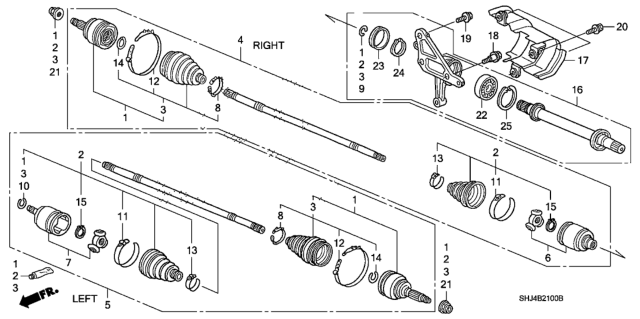2006 Honda Odyssey Joint, Inboard Diagram for 44310-SHJ-A11