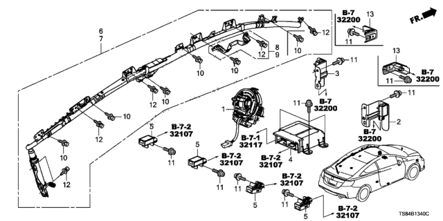2012 Honda Civic Unit Assembly, Srs Diagram for 77960-TS8-305