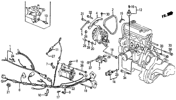1983 Honda Prelude Sub-Wire Harness, Carburetor Diagram for 16121-PC6-660