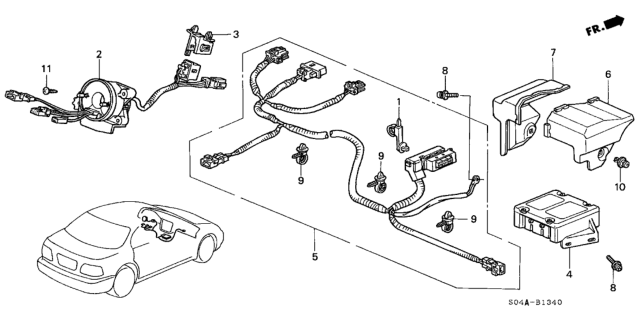 1999 Honda Civic Reel Assembly, Cable Diagram for 77900-S04-A91
