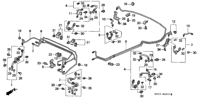 1994 Honda Accord Hose Set, Rear Brake Diagram for 01466-SM4-J01