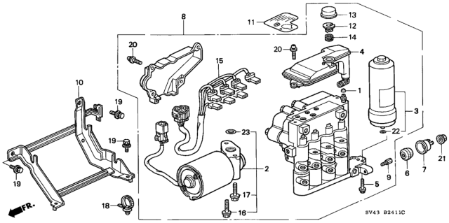 1996 Honda Accord ABS Modulator (V6) Diagram