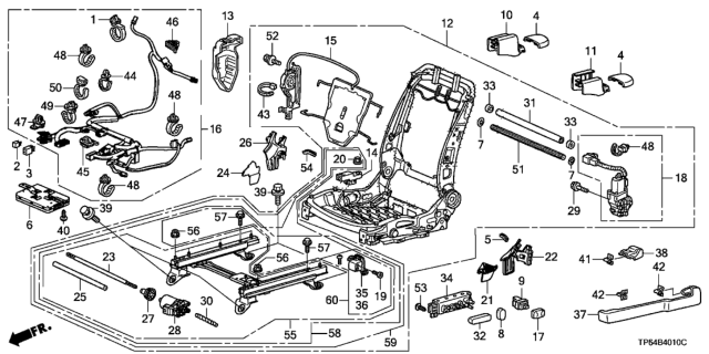 2012 Honda Crosstour Frame, L. FR. Seat Diagram for 81526-TP6-A12
