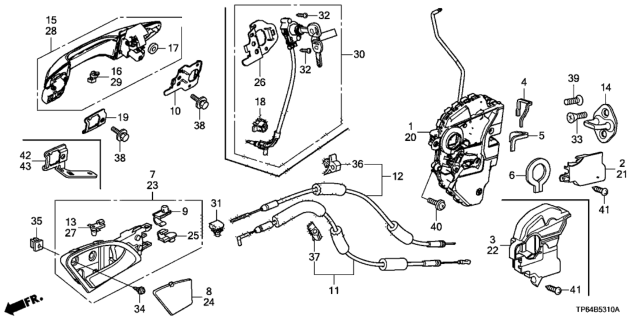 2013 Honda Crosstour Latch Assembly, Right Front Diagram for 72110-TP6-A02