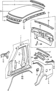1979 Honda Accord Body Structure Components Diagram 2