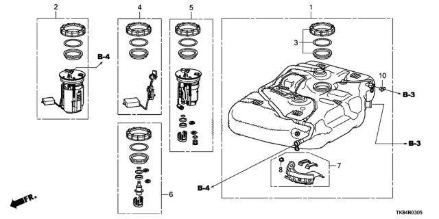 2011 Honda Odyssey Filter Set, Fuel Diagram for 17048-TK8-A00