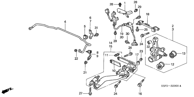 2002 Honda Civic Link, Right Rear Stabilizer Diagram for 52320-S5A-013